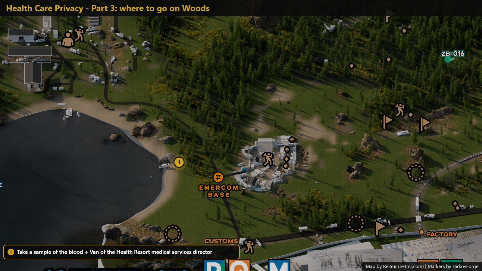 Location on Woods: Take a sample of the blood + Van of the Health Resort medical services director. Map by Re3mr.